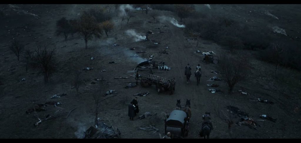 A battle scene in Medieval film