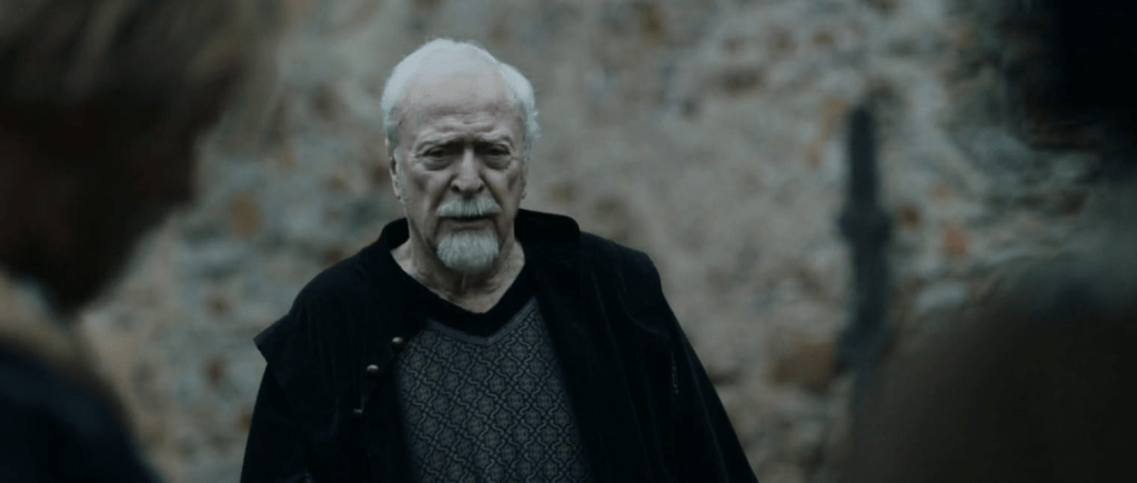 Michael Caine in a scene from the film Medieval. 